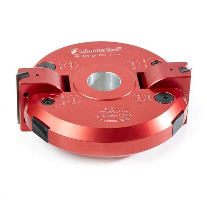 Amana tool 61311 Insert Carbide Aluminum Adjustable Chamfer -90.0 to +90.0 x 167mm D x 60mm CH x 1-1/4 Bore Shaper Cutter
