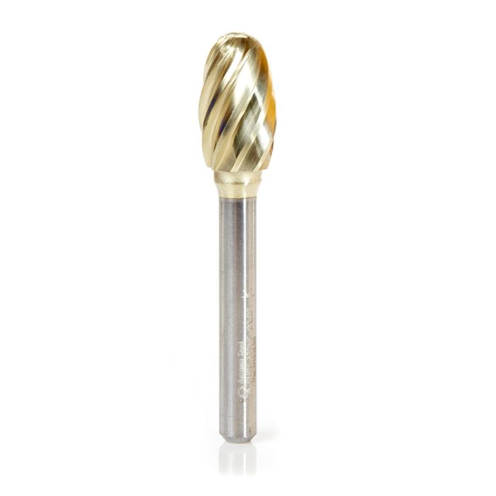 Amana tool BURS-178NF Oval SC Head 1/2 D x 7/8 CH x 1/4 SHK x 2-5/8 Inch Long ZrN Coated Double Cut SE Burr Bit
