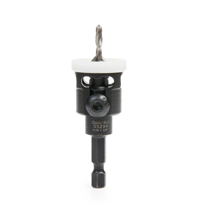 Amana tool 55294 Carbide Tipped Countersink w/Adjustable Low Friction Depth-Stop 3/8 D x 49 Deg x 1/4 SHK Includes Repl. Dril Bit 630-226