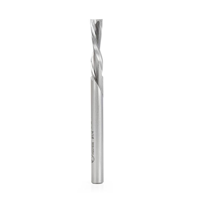 Amana tool HSS1656 HSS Spiral Aluminum Cutting Double Flute Down-Cut 1/4 D x 1 CH x 1/4 Inch SHK Router Bit