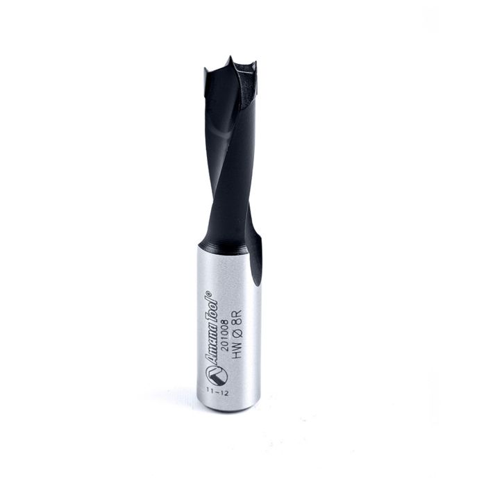 Amana tool 201008 Carbide Tipped Brad Point Boring Bit R/H 8mm D x 57mm Long x 10mm SHK