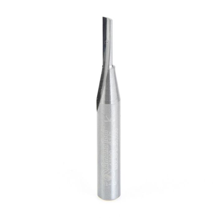 Amana tool 43500 Solid Carbide Single O Flute, Plastic Cutting 1/8 D x 1/2 CH x 1/4 SHK x 2 Inch Long Router Bit