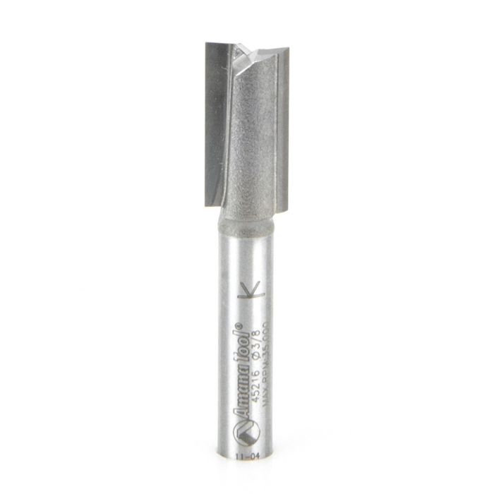 Amana tool 45216 Carbide Tipped Straight Plunge High Production 3/8 D x 3/4 CH x 1/4 SHK x 2 Inch Long Router Bit