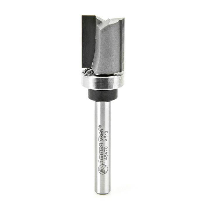 Amana tool 45470 Carbide Tipped Straight Plunge 5/8 D x 3/4 CH x 1/4 Inch SHK w/ Upper Bal Bearing Router Bit