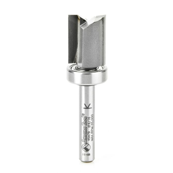 Amana tool 45479 Carbide Tipped Flush Trim Plunge Template 9/16 D x 3/4 CH x 1/4 Inch SHK w/ Upper Bal Bearing Router Bit