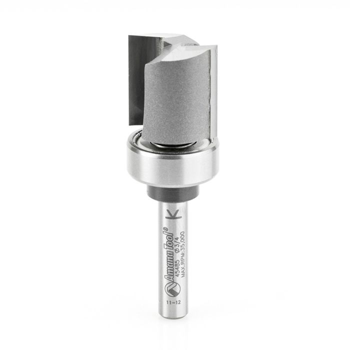 Amana tool 45485 Carbide Tipped Flush Trim Plunge Template 3/4 D x 3/4 CH x 1/4 Inch SHK w/ Upper Bal Bearing Router Bit
