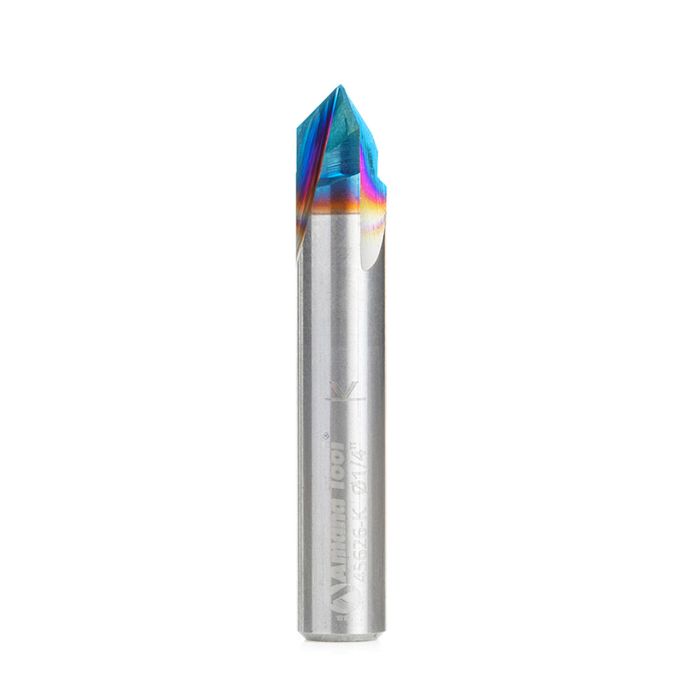 Amana tool 45626-K SC Spektra Extreme tool Life Coated V-Groove 90 Deg x 1/4 D x 1/8 CH x 1/4 Inch SHK 3-Flute Router Bit