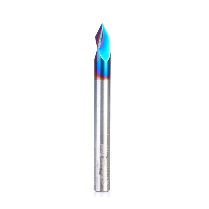 Amana tool 45631-K SC Spektra Extreme tool Life Coated V-Groove 60 Deg x 1/4 D x 7/32 CH x 1/4 Inch SHK 4-Flute Router Bit