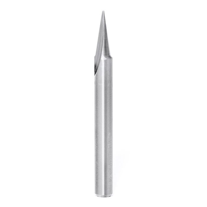 Amana tool 45783 Solid Carbide Carving Liner 18 Deg x 1/4 D x 5/8 CH x 1/4 SHK x 2-1/2 Inch Long Single Flute Router Bit