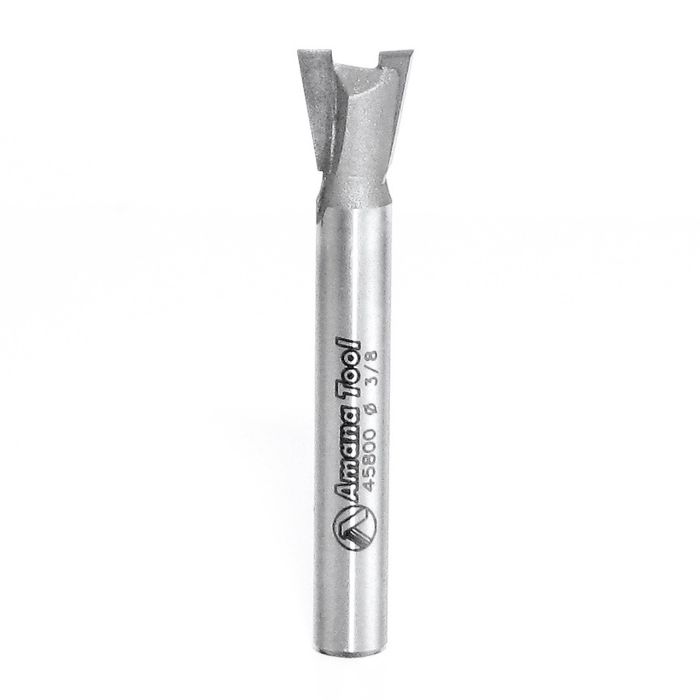 Amana tool 45800 Carbide Tipped Dovetail 9 Deg x 3/8 D x 3/8 CH x 1/4 Inch SHK Router Bit for Omnijig & Incra
