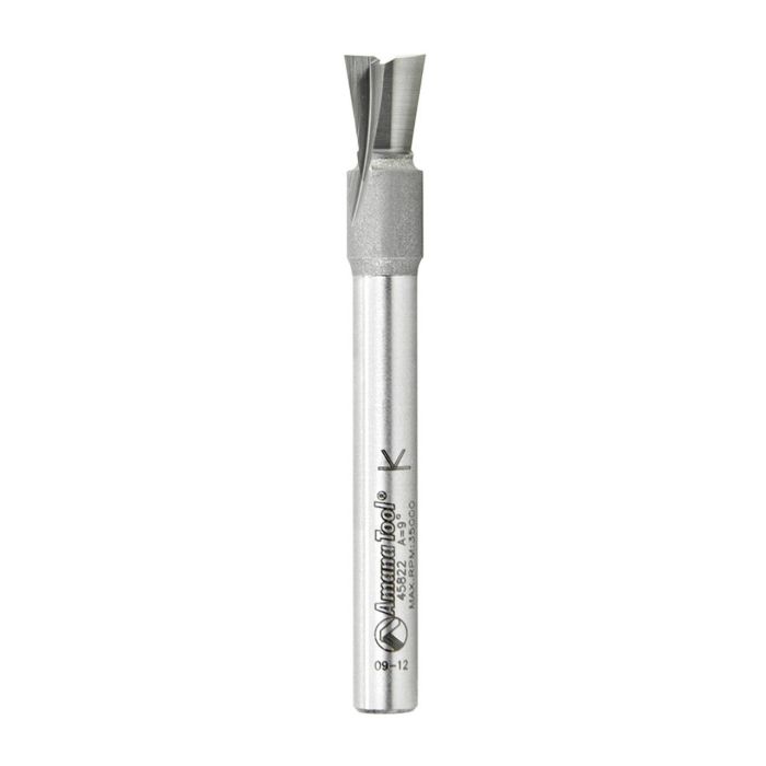 Amana tool 45822 Carbide Tipped Dovetail 9 Deg x 5/16 D x 3/8 CH x 1/4 Inch SHK Router Bit