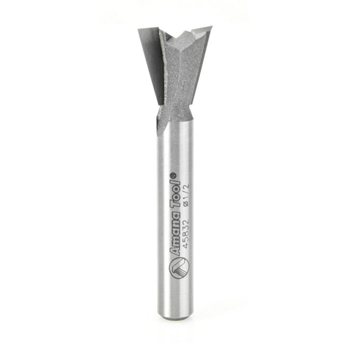 Amana tool 45832 Carbide Tipped Dovetail 14 Deg x 1/2 D x 1/2 CH x 1/4 Inch SHK Router Bit for Omnijig & Incra