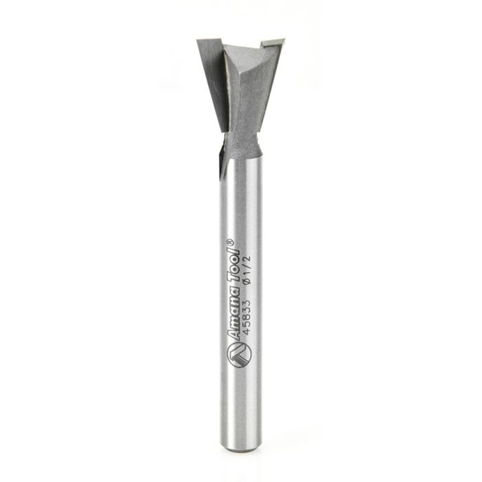 Amana tool 45833 Carbide Tipped Dovetail 14 Deg x 1/2 D x 1/2 CH x 1/4 Inch SHK Router Bit