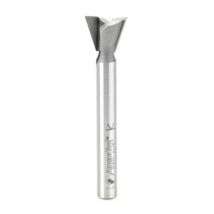 Amana tool 45835 Carbide Tipped Dovetail 18 Deg x 1/2 D x .415 CH x 1/4 Inch SHK Router Bit
