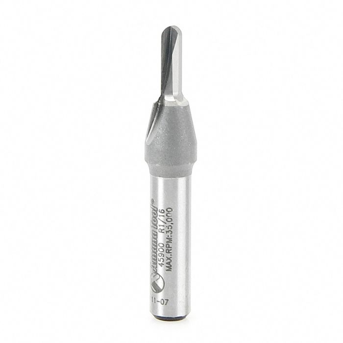 Amana tool 45900 Carbide Tipped Core Box 1/16 R x 1/8 D x 3/8 CH x 1/4 Inch SHK Router Bit