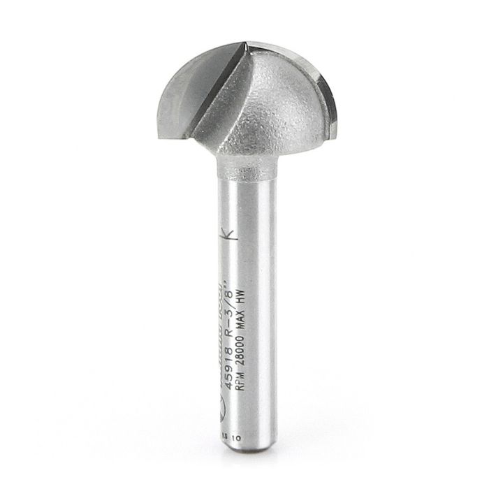 Amana tool 45918 Carbide Tipped Core Box 3/8 R x 3/4 D x 7/16 CH x 1/4 Inch SHK Router Bit
