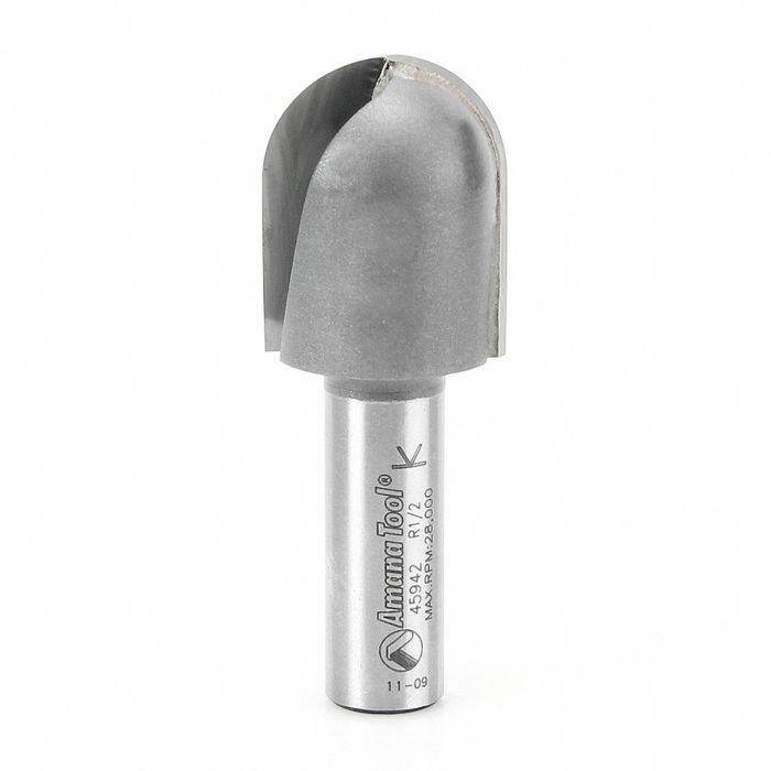 Amana tool 45942 Carbide Tipped Core Box 1/2 R x 1 Inch D x 1-1/4 CH x 1/2 SHK Extra Deep Router Bit
