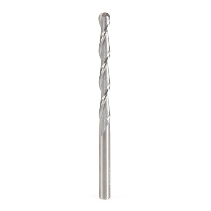 Amana tool 46032 CNC Solid Carbide Foam Cutting Up-Cut Spiral 1/8 Radius x 1/4 Dia x 2-1/4 Cut Height x 1/4 Shank x 4 Inch Long Bal Nose Router Bit