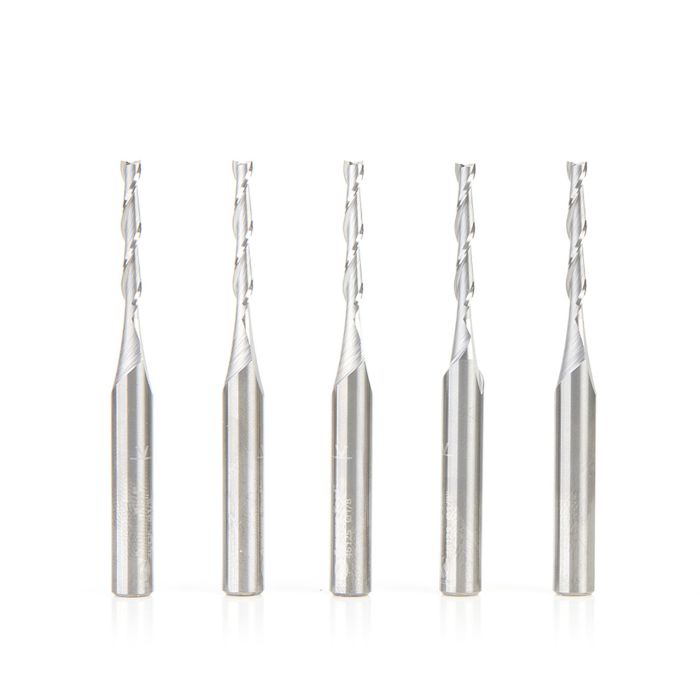 Amana tool 46125-5, 5-Pack SC Spiral Plunge 1/8 D x 13/16 CH x 1/4 SHK x 2-1/2 Inch Long 2 Flute Up-Cut Router Bits
