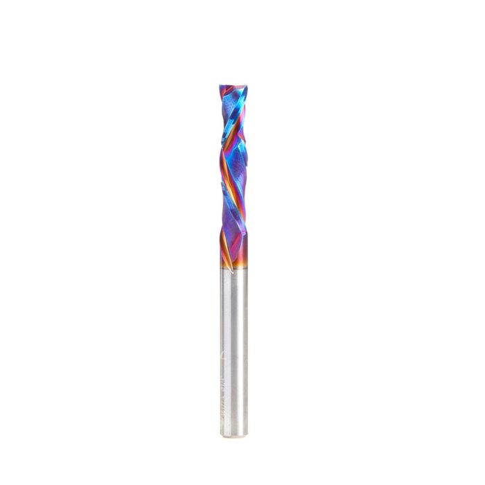 Amana tool 46177-K CNC SC Spektra Extreme tool Life Coated Compression Spiral 1/4 D x 1-1/4 CH x 1/4 SHK x 3 Inch Long 2 Flute Router Bit