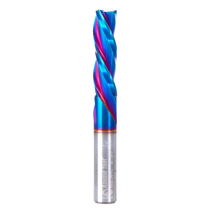 Amana tool 46214-K SC Spektra Extreme tool Life Coated Spiral Plunge 3/8 Dia x 1-1/4 CH x 3/8 SHK 3 Inch Long Down-Cut 3-Flute Router Bit