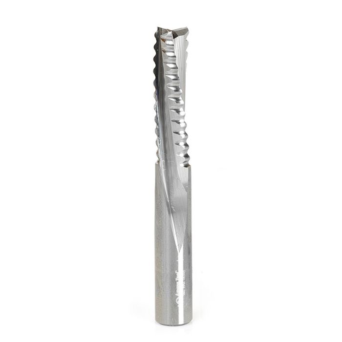 Amana tool 46223 Solid Carbide Roughing Spiral 3 Flute Chipbreaker 3/8 Dia x 1-1/4 Cut Height x 3/8 Shank x 3 Inch Long Down-Cut Router Bit