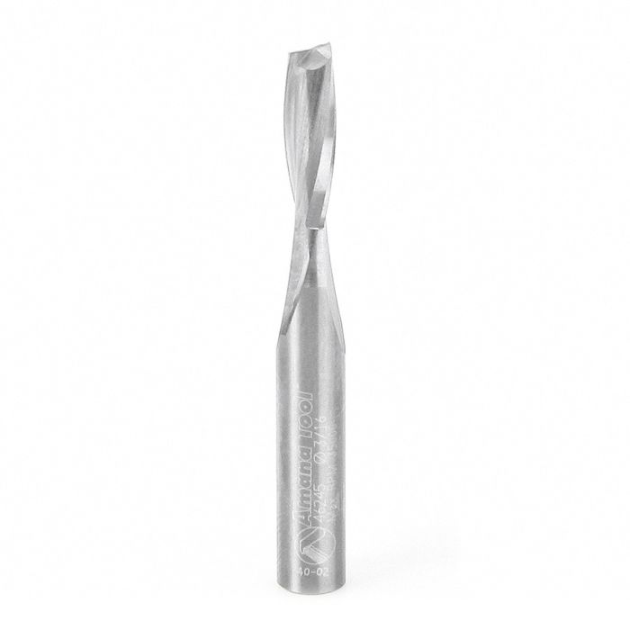 Amana tool 46245 CNC Solid Carbide Spiral Plunge for Solid Wood 3/16 D x 5/8 CH x 1/4 SHK x 2 Inch Long Up-Cut Router Bit