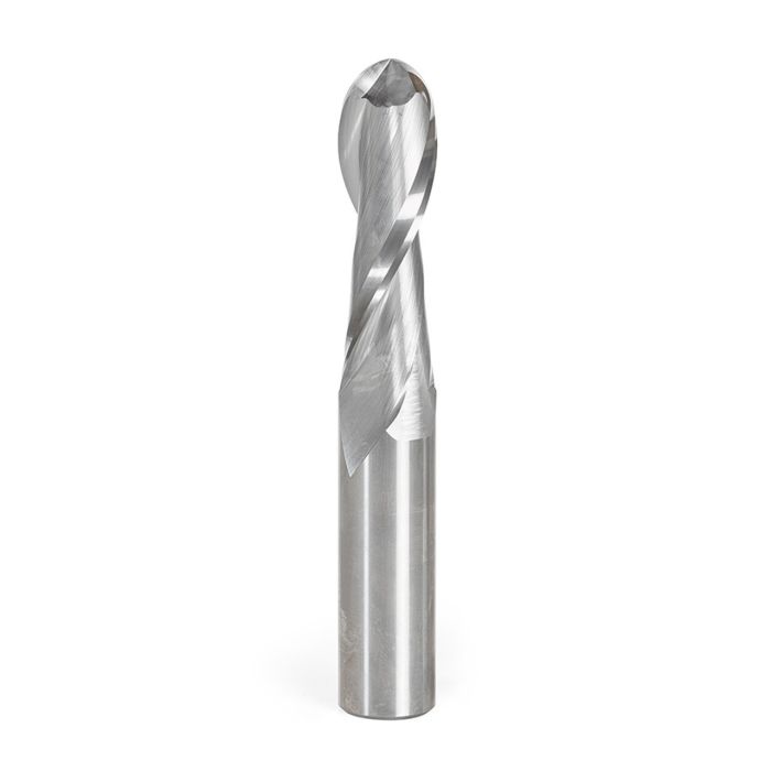 Amana tool 46387 Solid Carbide Double Flute Up-Cut Bal Nose Spiral 3/8 R x 3/4 D x 2-1/2 CH x 3/4 SHK x 5 Inch Long Router Bit
