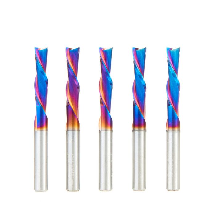 Amana tool 46415-K-5, 5-Pack SC Spektra Extreme tool Life Coated Spiral Plunge 1/4 Dia x 1 CH x 1/4 SHK 2-1/2 Inch Long Down-Cut Router Bits