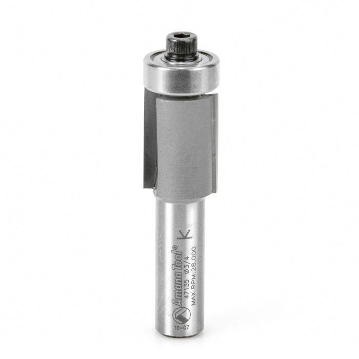 Amana tool 47135 Carbide Tipped DownShear SuperTrim Flush Trim 3/4 D x 1 Inch CH x 1/2 SHK w/ Lower Bal Bearing Router Bit