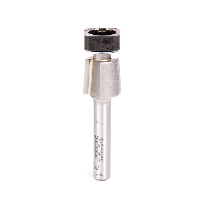 Amana tool 47146 Laminate Trimmer with Euro TM Square Bearing 1/2 Dia x 1/2 Cut Height x 1/4 Inch Shank Carbide Tipped Router Bit