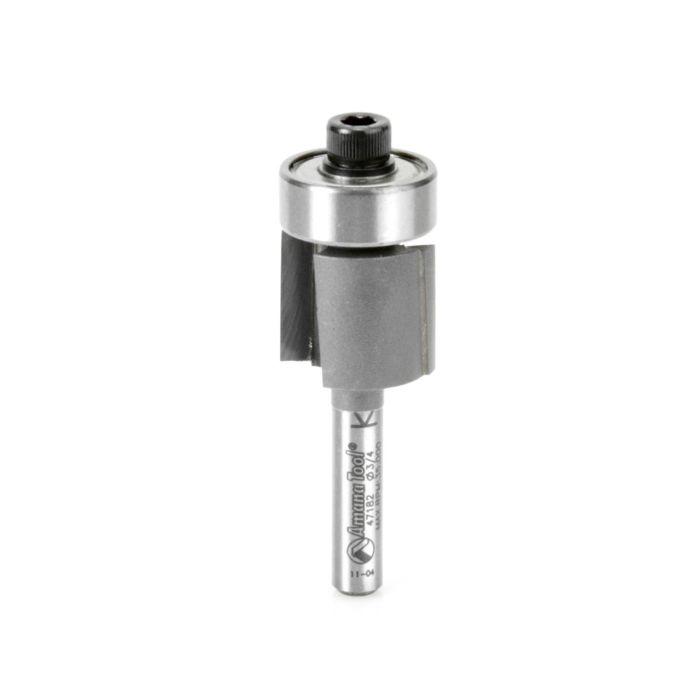 Amana tool 47182 Carbide Tipped Dynabit Laminate Trim, Flush Helix 3/4 D x 5/8 CH x 1/4 Inch SHK w/ Lower Bal Bearing Router Bit