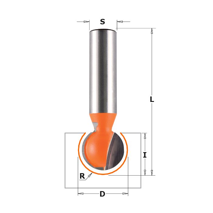 CMT 868.658.11 Ball End Bit, 5/16-Inch Radius, 1/2-Inch Shank