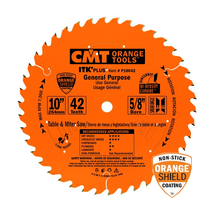 CMT P12042 ITK Plus General Purpose Saw Blade, 12 x 42 Teeth, 10° ATB+Shear with 1-Inch bore
