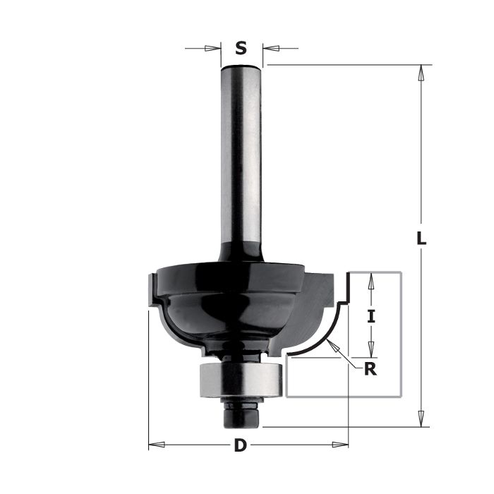 CMT 86304 Contractor Cove & Fillet Bit, 1-1/8-inch Diameter, 3/8-inch Radius, 1/4-inch shank