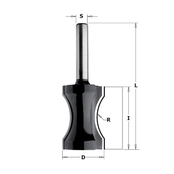 CMT 85411 Contractor Convex Edge Bit, 13/16-inch Diameter, 23/32-inch Radius, 1/4-inch Shank
