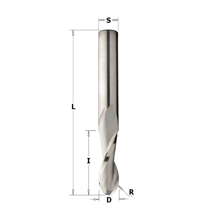 CMT 199.509.11 Solid Carbide Upcut Ball Nose Spiral Bit, 5/8-Inch Diameter, 5/8-Inch Shank