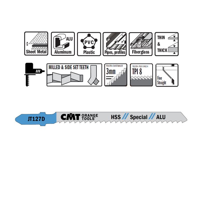 CMT JT127D-5 Jig Saw Blades for Wood (5-Piece Pack)