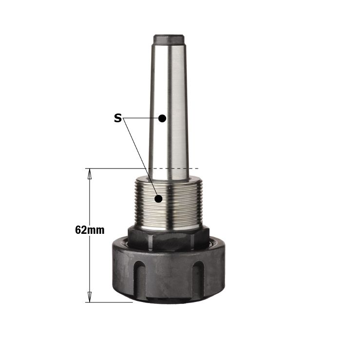 CMT 183.000.02 Chuck with "ER32" Precision Collet, MK2 tapered Shank, Left-Hand rotation