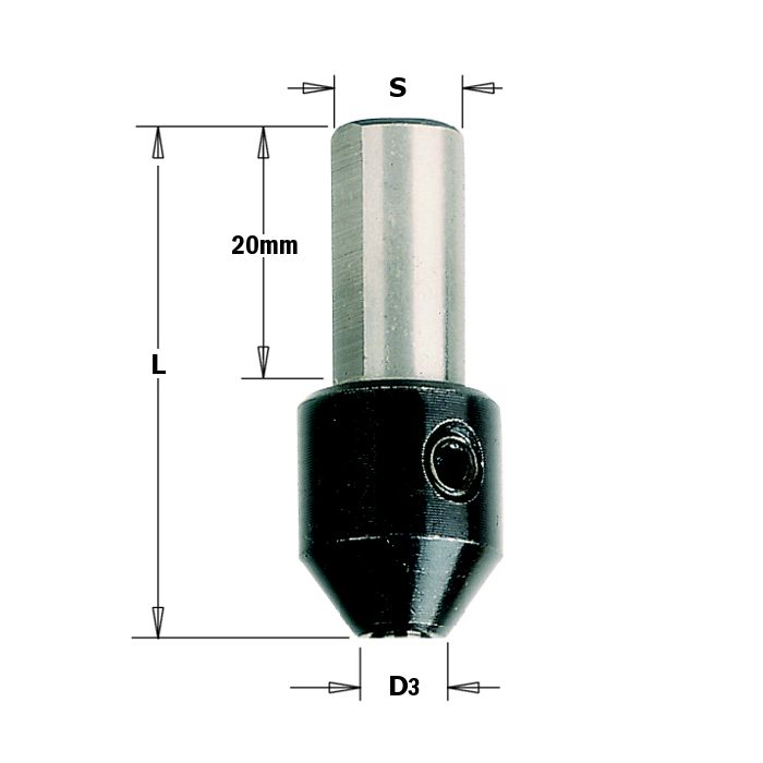 CMT 364.032.00 Adaptor for twist drills, 3.2mm (1/8-inch) Diameter, 10x20mm Shank