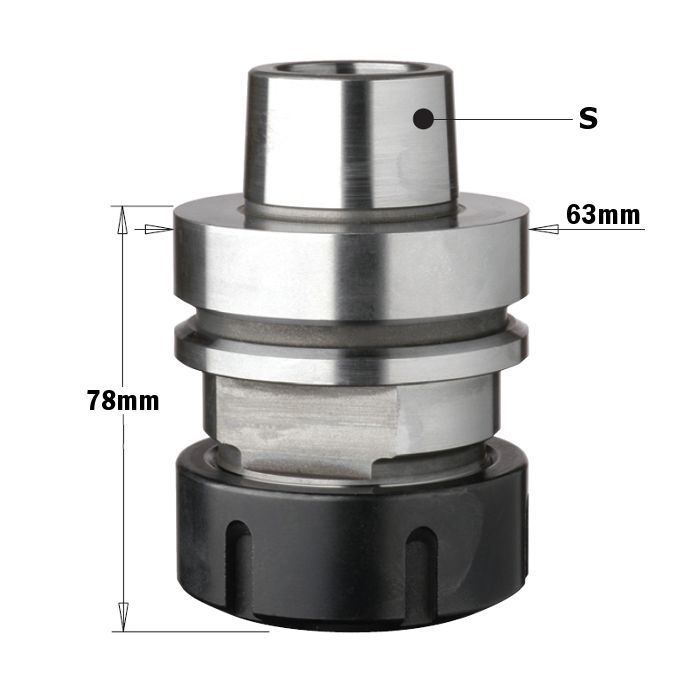 CMT 183.310.02 Chuck with "ER40" Precision Collet, HSK-F63 Shank, Left-Hand Rotation