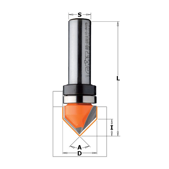 CMT 815.127.11B V-Grooving Bit, 1/2-Inch Diameter, 1/4-Inch Shank