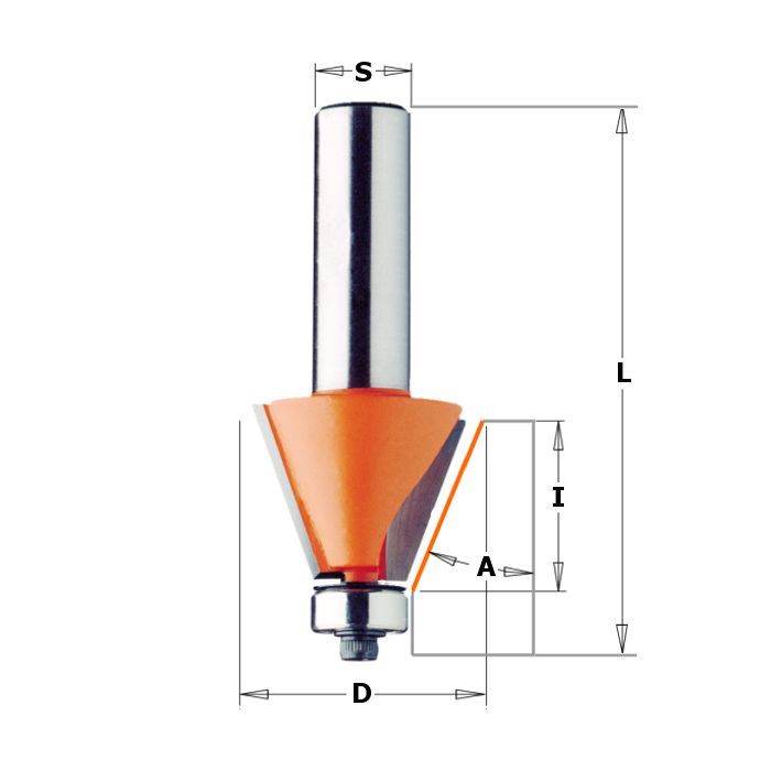 CMT 857.501.11 Chamfer Bit, 1-1/2-Inch Diameter, 1/2-Inch Shank