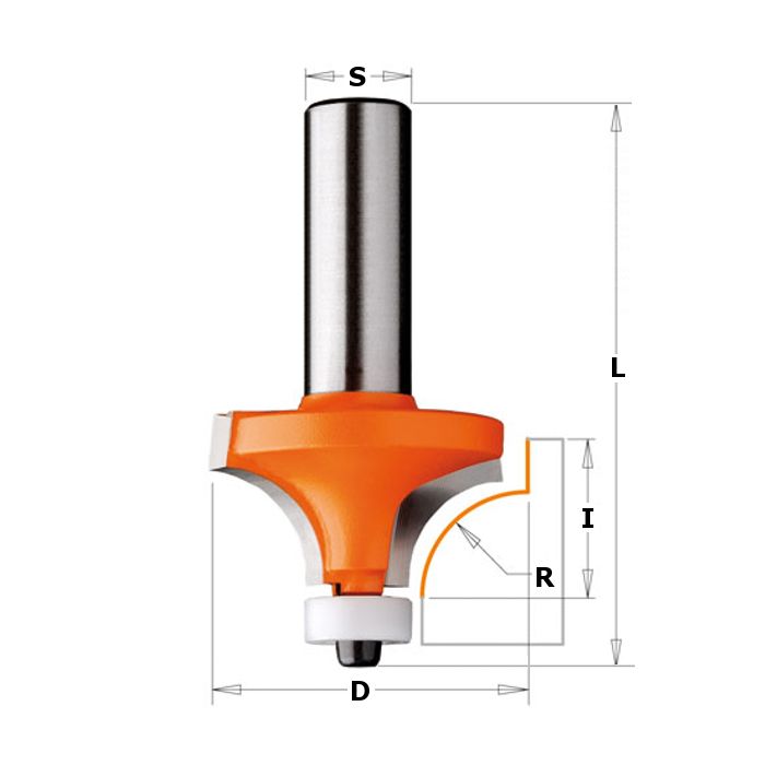 CMT 880.503.11 Solid Surface Rounding Over Bit W/Bearing, 1-1/4-Inch Diameter, 1/2-Inch Shank