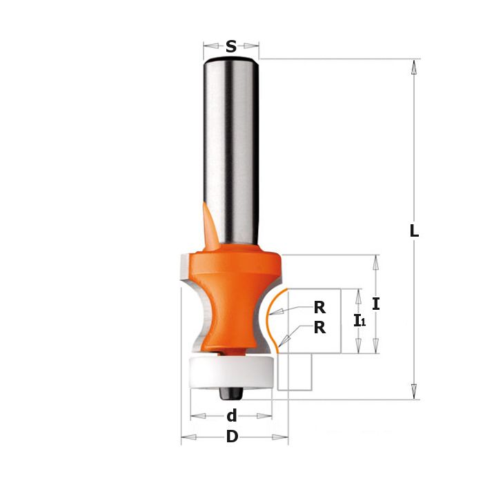 CMT 880.531.11 Solid Surface No-Drip Bit W/Bearing, 1-Inch Diameter, 1/2-Inch Shank