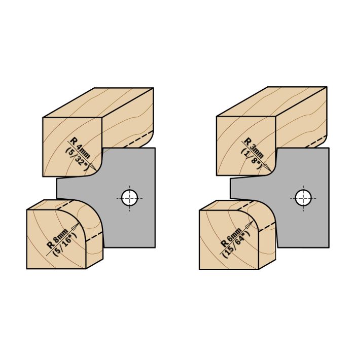 CMT 695.003.05 Pair of knives for CMT Multiradius Cutter Head, 3/16-Inch & 25/64-Inch Radius; Shaper Cutter