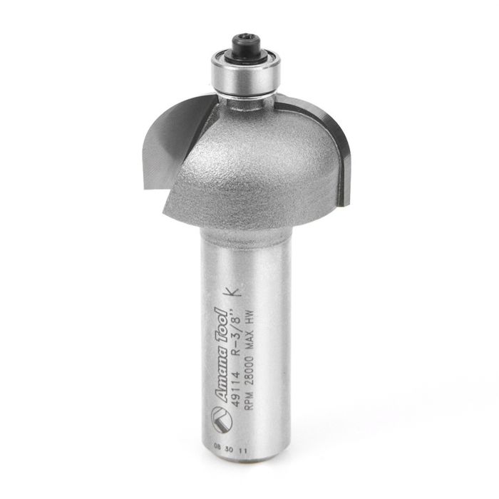 Amana tool 49114 Carbide Tipped Cove 3/8 R x 1-1/8 D x 9/16 CH x 1/2 Inch SHK w/ Lower Bal Bearing Router Bit