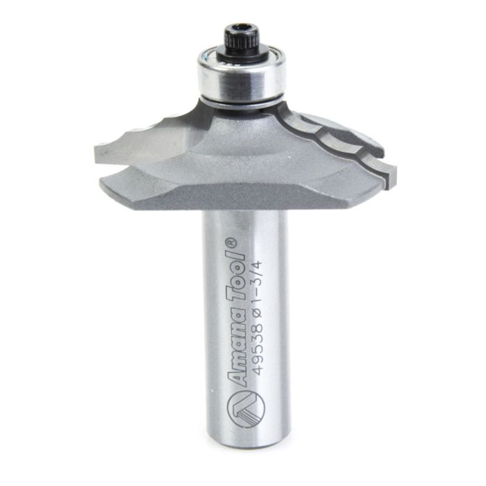 Amana tool 49538 Carbide Tipped Cabinet Door Edge - Front Face Edge - 1-3/4 D x 1/4 R x 7/16 CH x 1/2 SHK x 2-1/2 Inch Long Router Bit w/ Lower BB