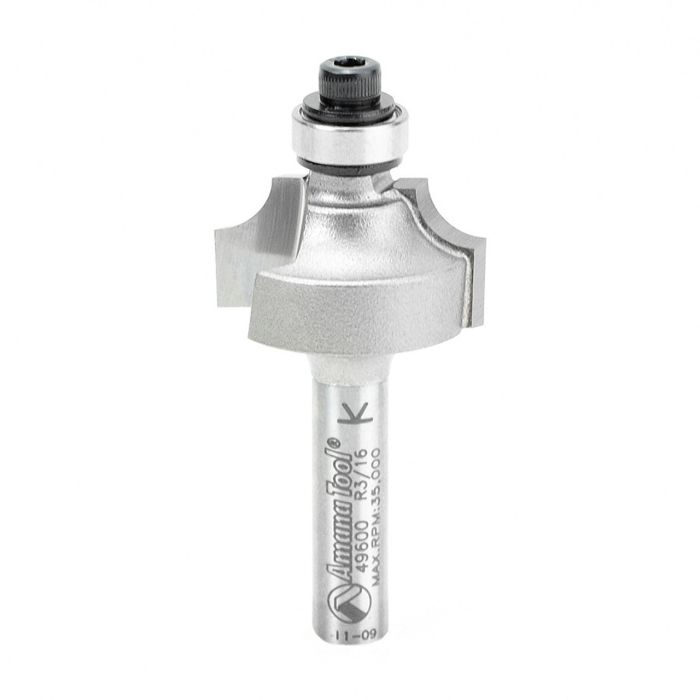 Amana tool 49600 Carbide Tipped Beading 3/16 R x 7/8 D x 1/2 CH x 1/4 Inch SHK Router Bit