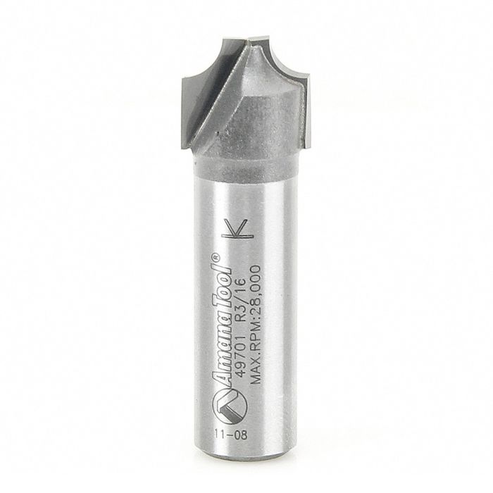 Amana tool 49701 Carbide Tipped Plunging Round Over 3/16 R x 5/8 D x 1/2 CH x 1/2 Inch SHK Router Bit